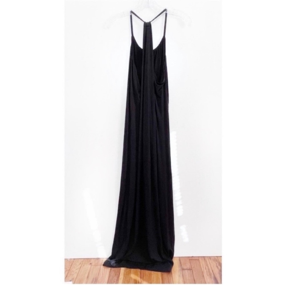 Fabletics Neema maxi dress black jersey T back draped - Picture 7 of 8
